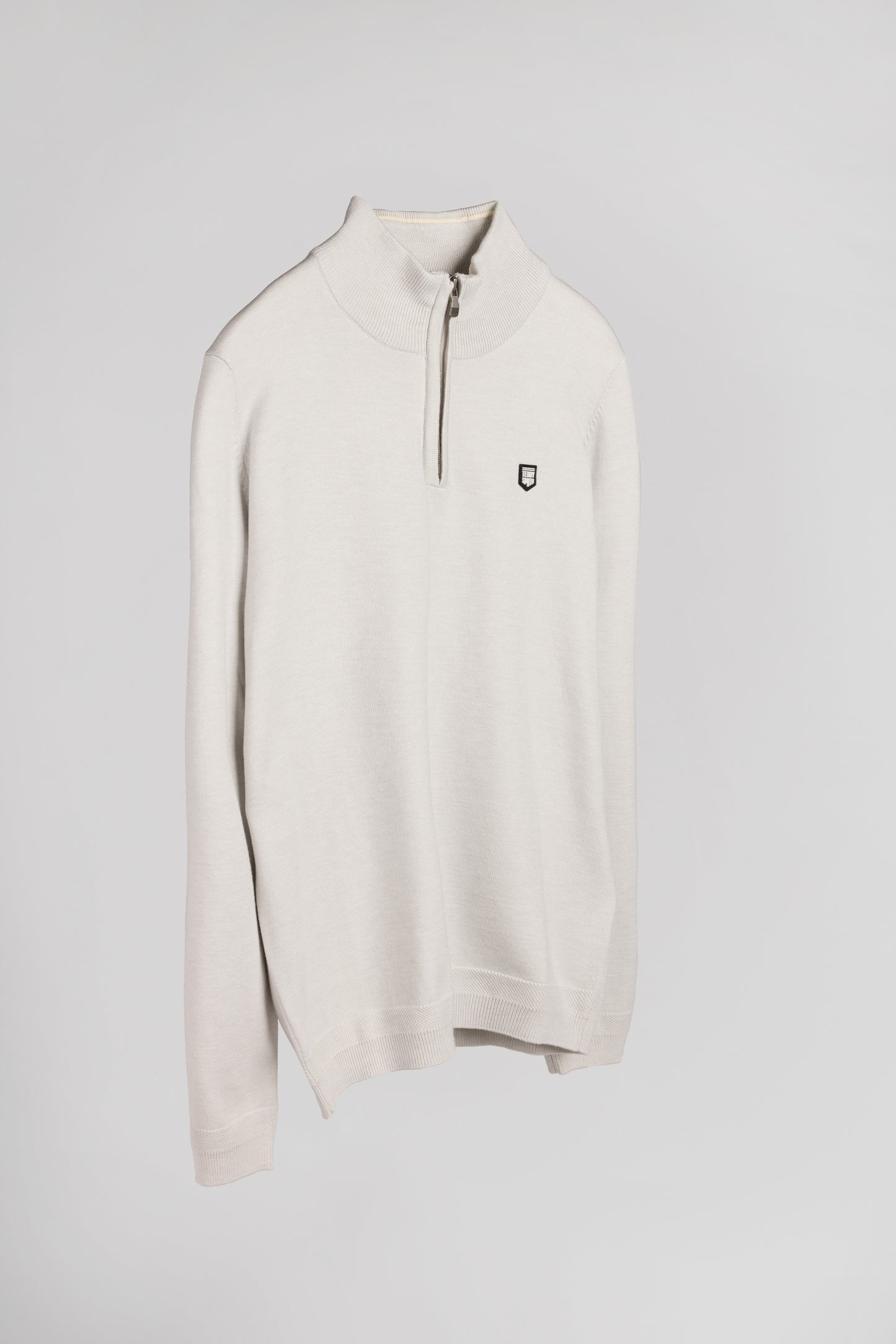 Pull col montant zippé P-MARTY 2 WHITE MELANGE