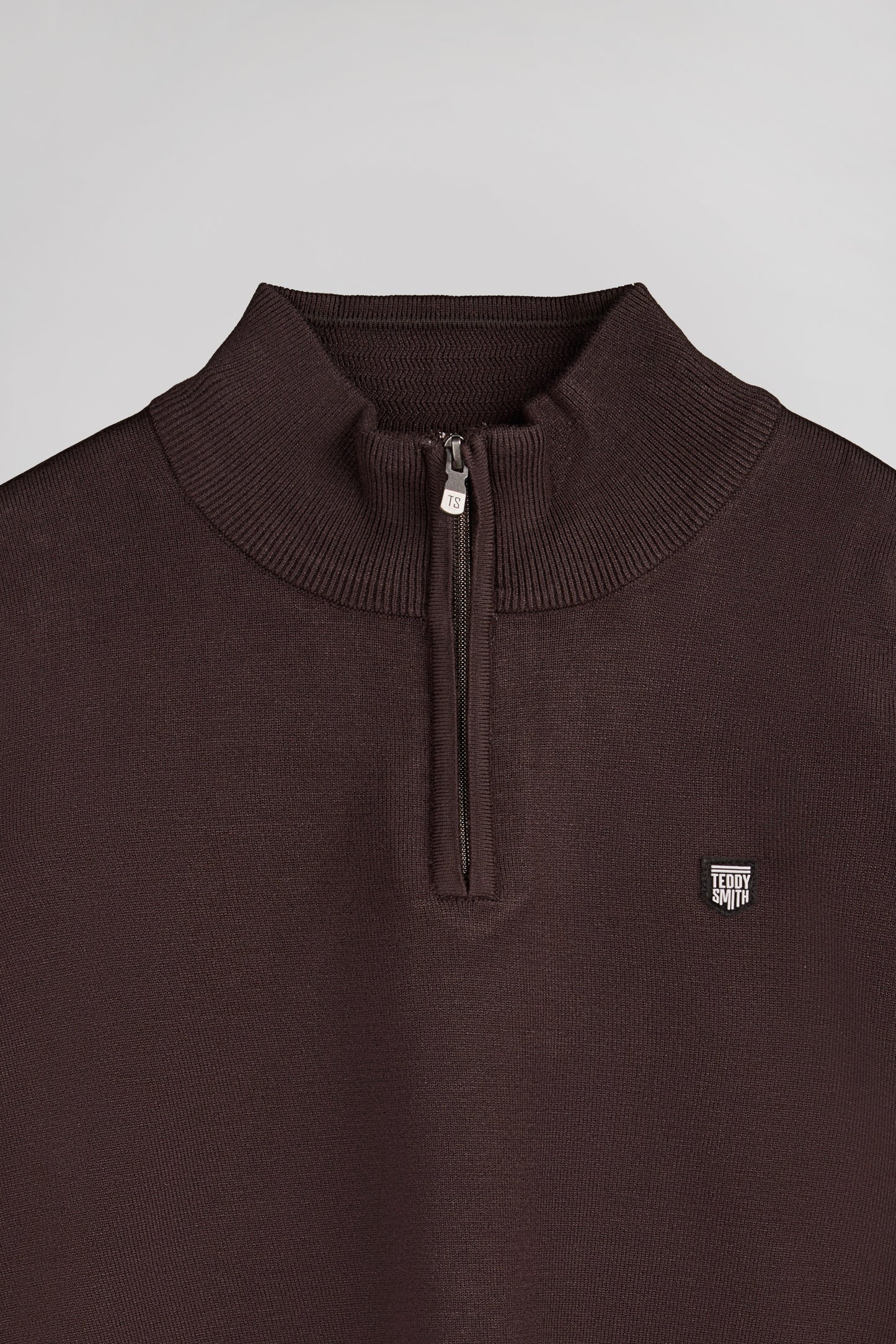 Pull col montant zippé P-MARTY 2 MARRON FONCE