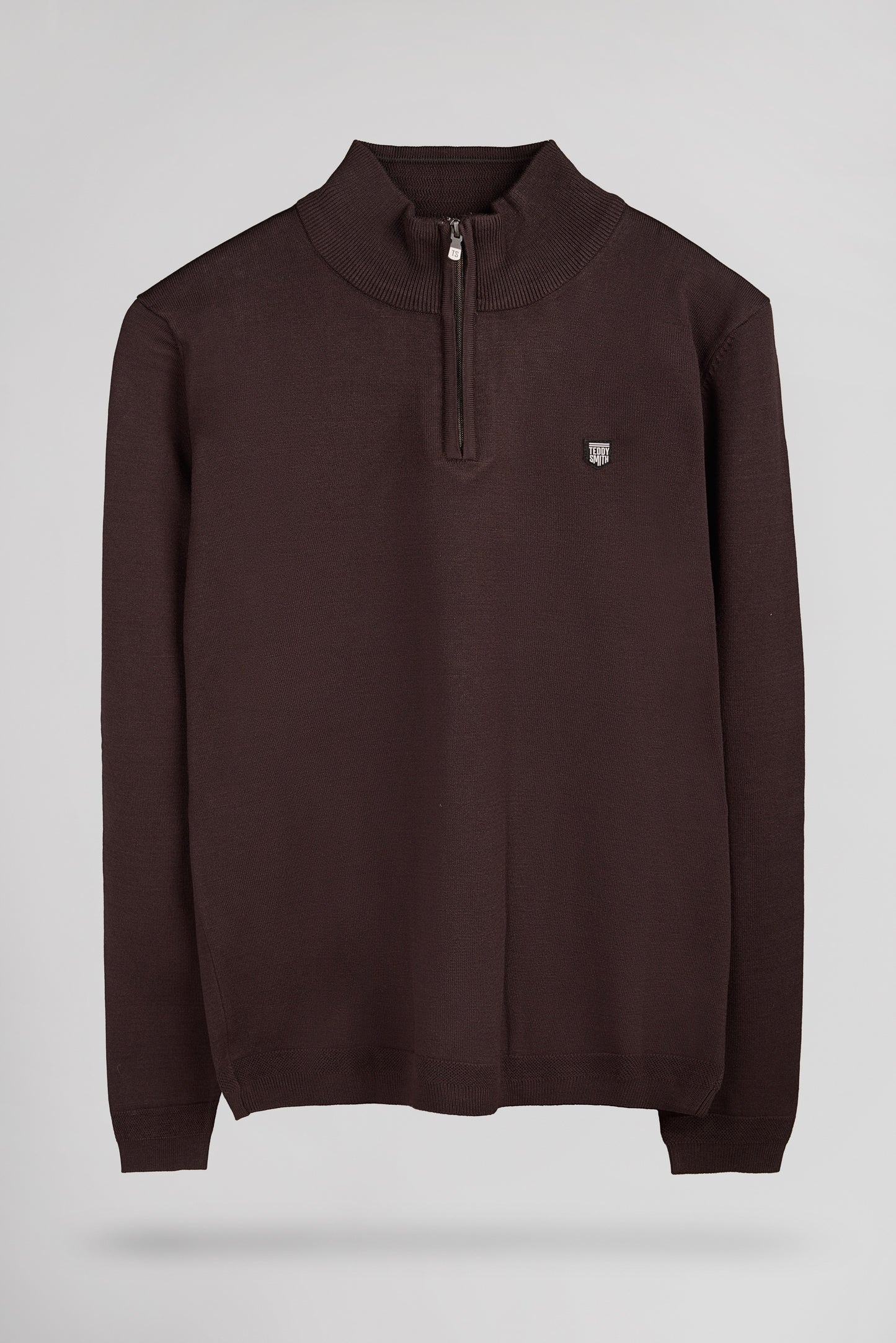 Pull col montant zippé P-MARTY 2 MARRON FONCE
