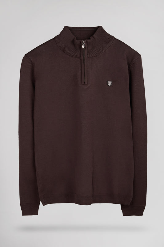 Achat Pull col montant zippé P-MARTY 2 MARRON FONCE