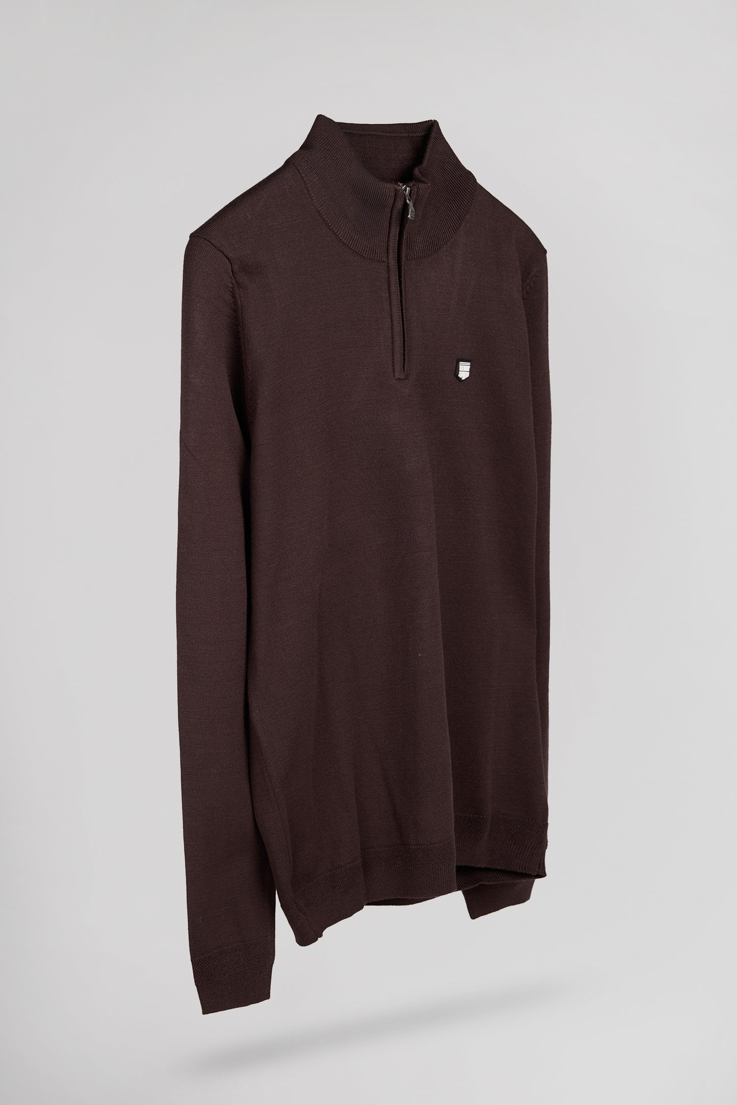 Pull col montant zippé P-MARTY 2 MARRON FONCE
