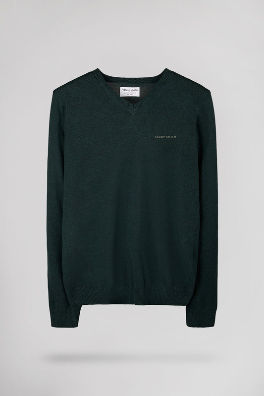 Achat Pull ajusté col V PULSER 3 VERT SCARABE