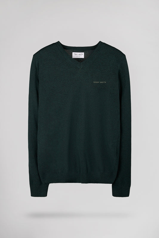 Achat Pull ajusté col V PULSER 3 VERT SCARABE