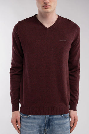Pull col V PULSER 3 BORDEAUX FONCE