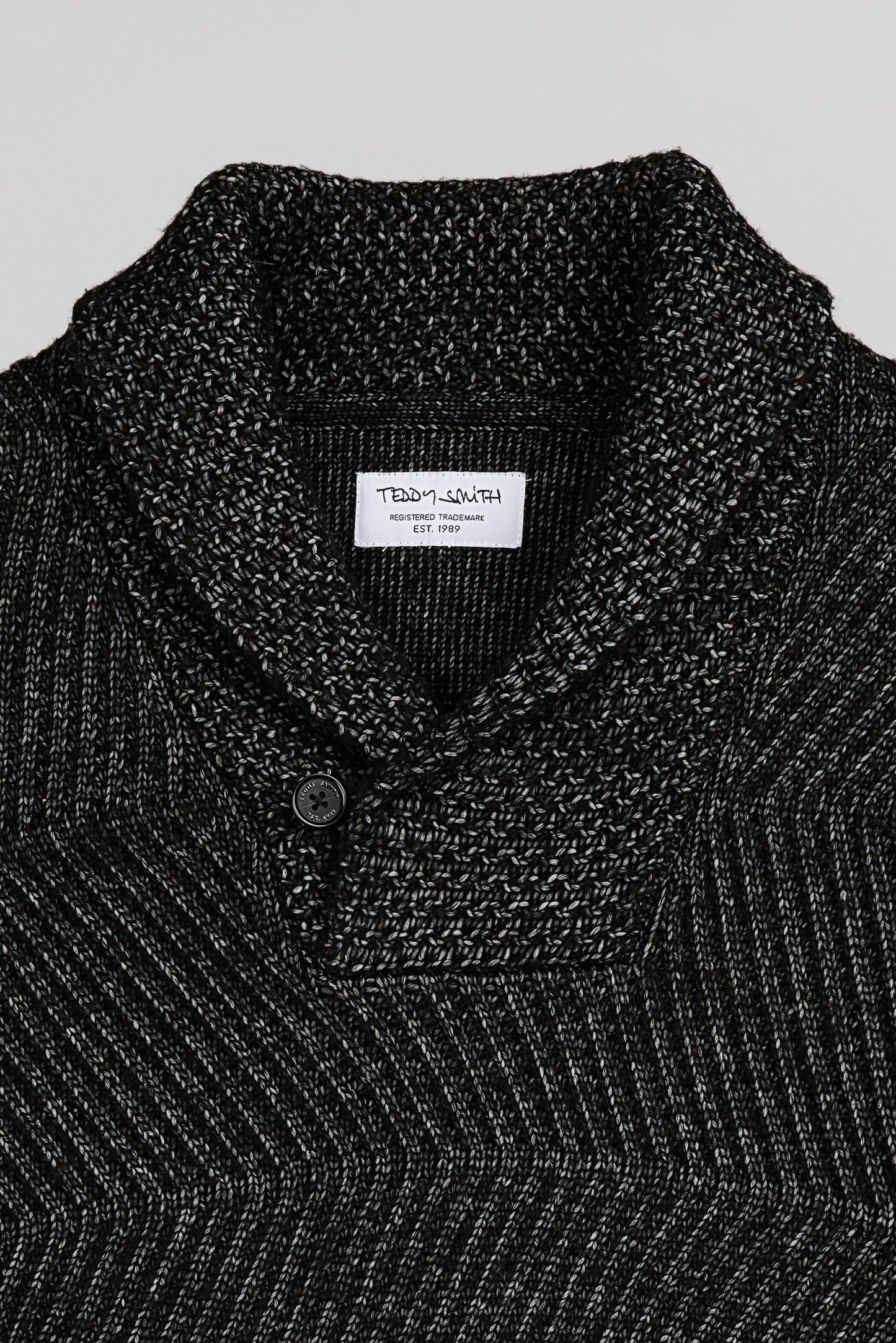 Pull col châle P-ROBIN MELANGE BLACK