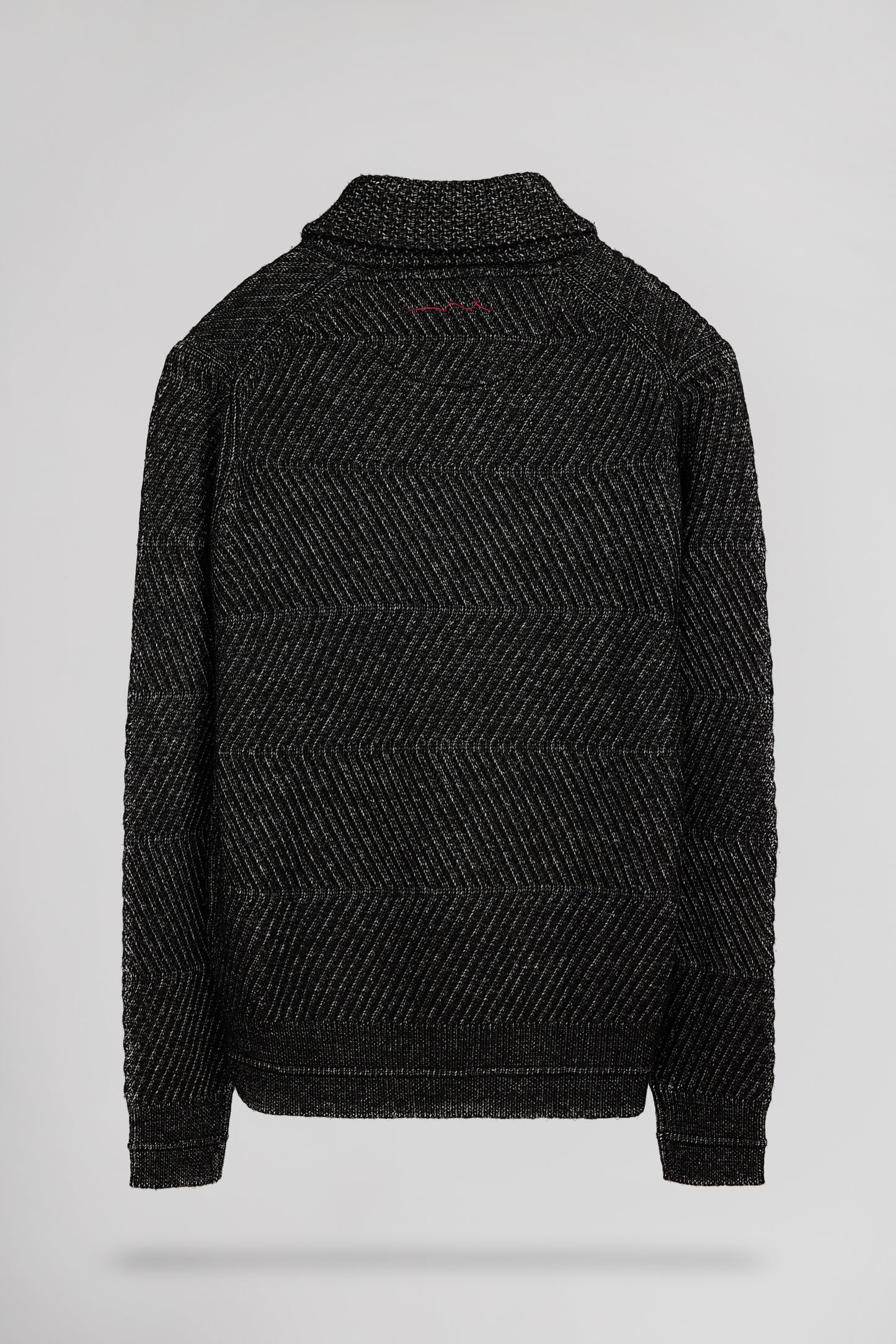 Pull col châle P-ROBIN MELANGE BLACK