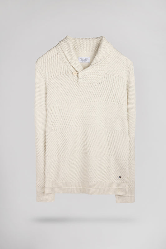 Achat Pull col châle P-ROBIN BLANC IVOIRE CHINE