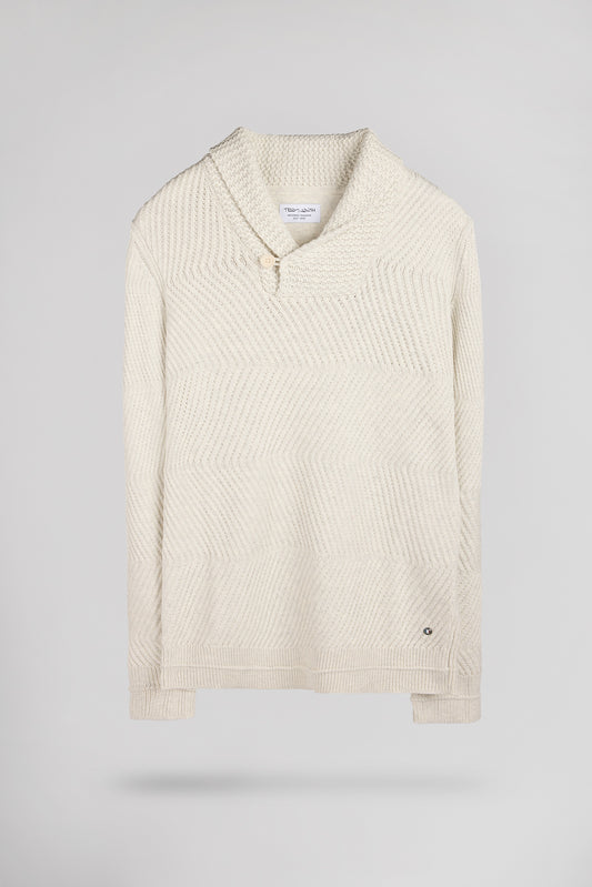 Achat Pull col châle P-ROBIN BLANC IVOIRE CHINE