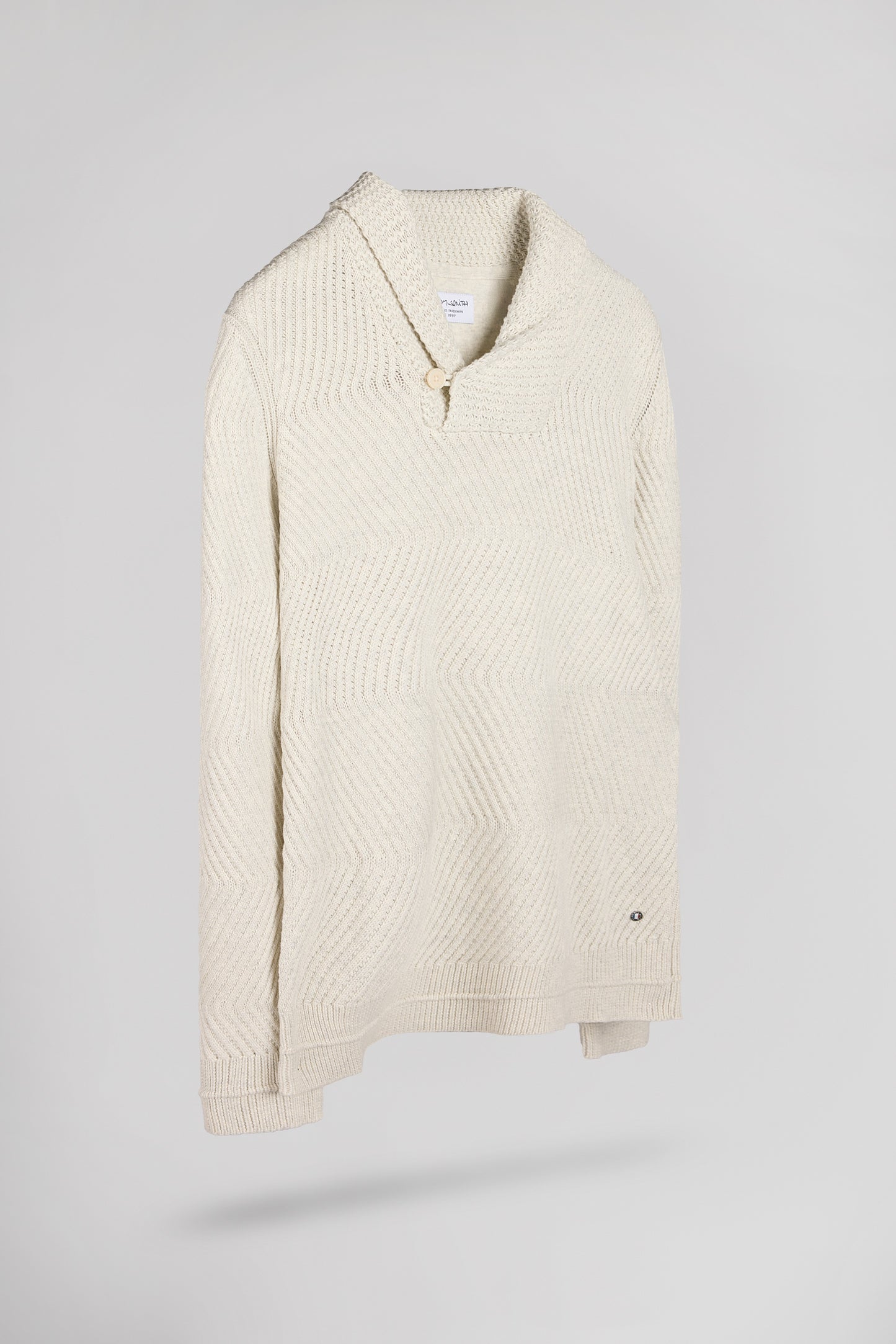 Pull col châle P-ROBIN BLANC IVOIRE CHINE