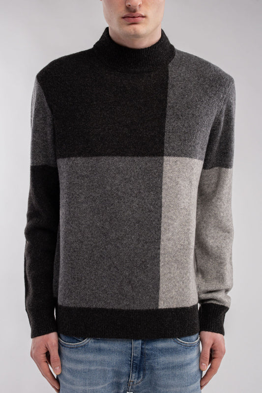 Achat Pull droit col montant P-BACARY MELANGE BLACK