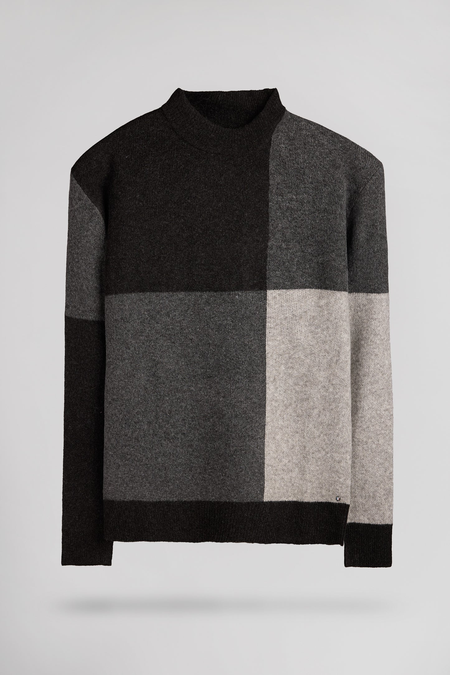 Pull droit col montant P-BACARY MELANGE BLACK