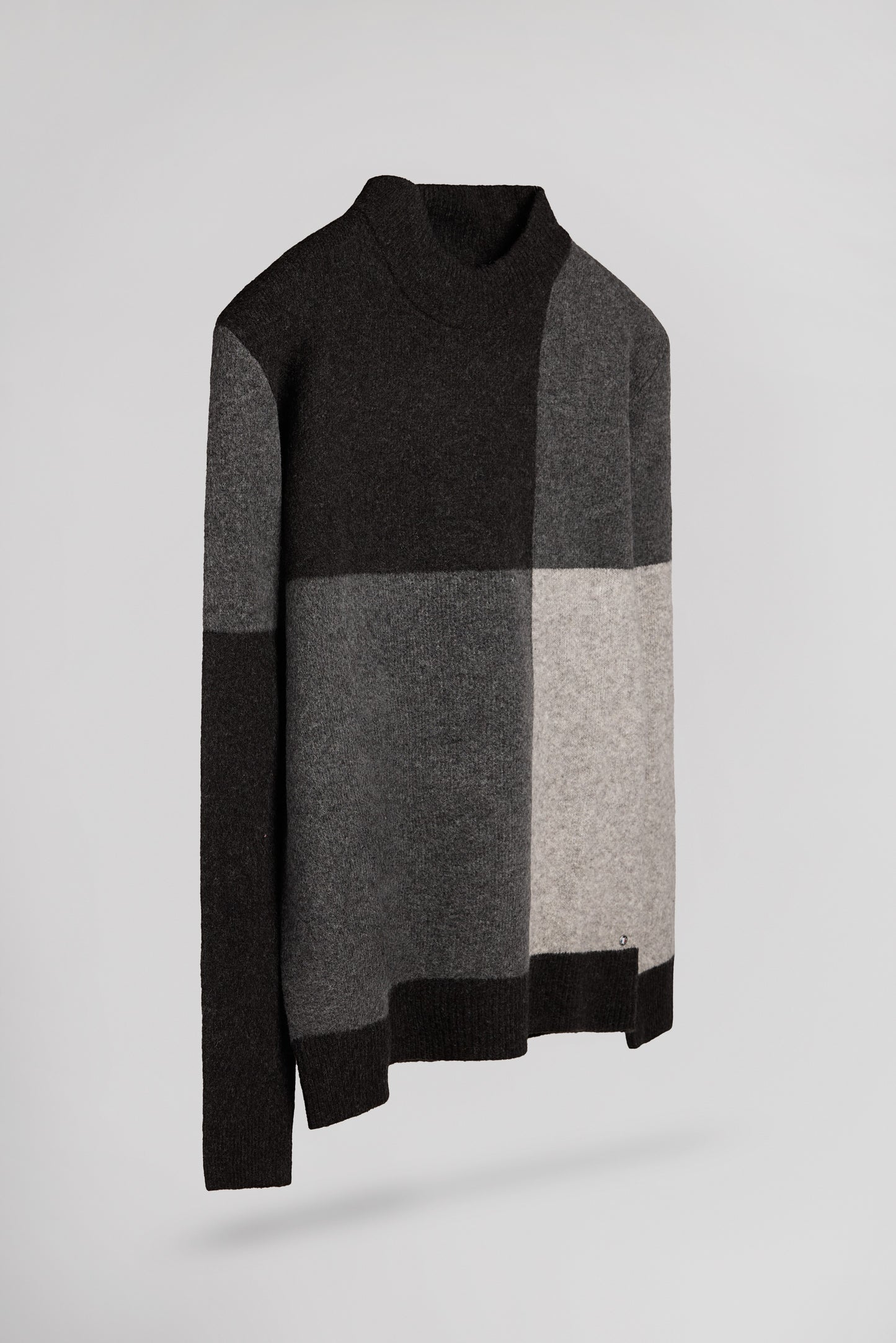 Pull droit col montant P-BACARY MELANGE BLACK