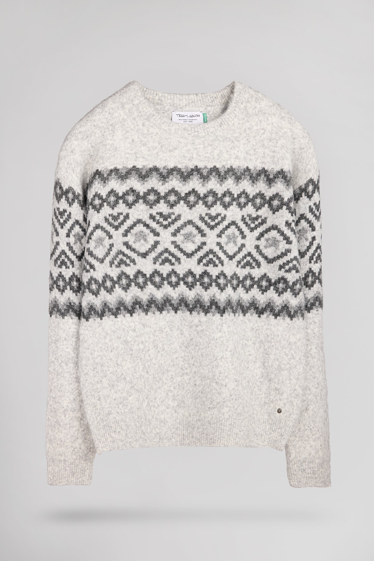 Pull jacquard col rond STOVANO WHITE MELANGE
