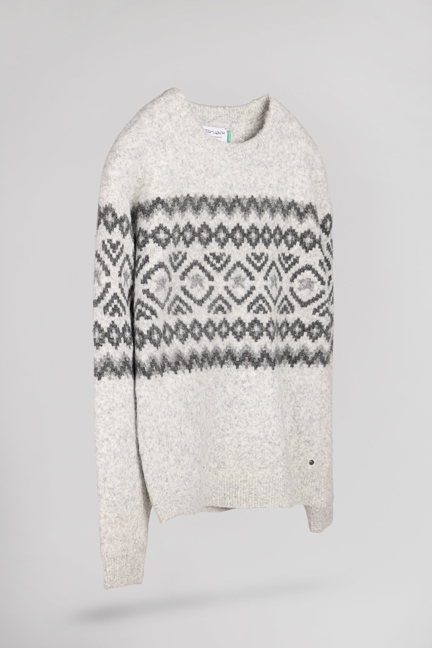 Pull jacquard col rond STOVANO WHITE MELANGE