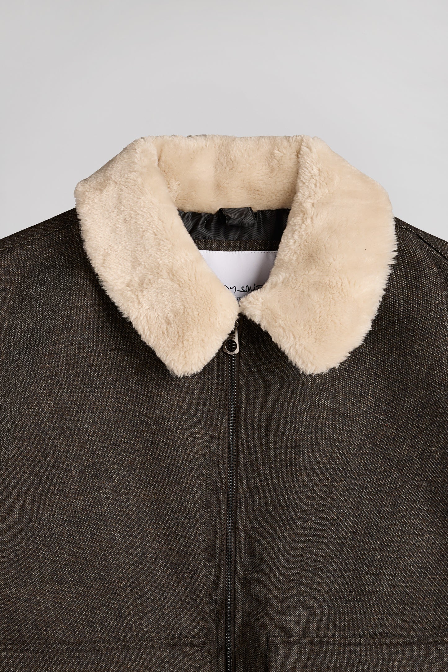 Blouson aviateur en lainage col sherpa B-MARTEN MARRON FONCE