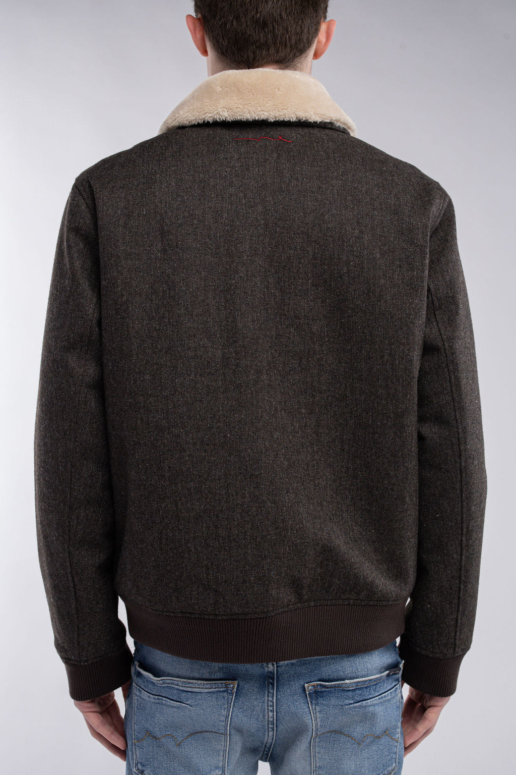 Blouson aviateur en lainage col sherpa B-MARTEN MARRON FONCE