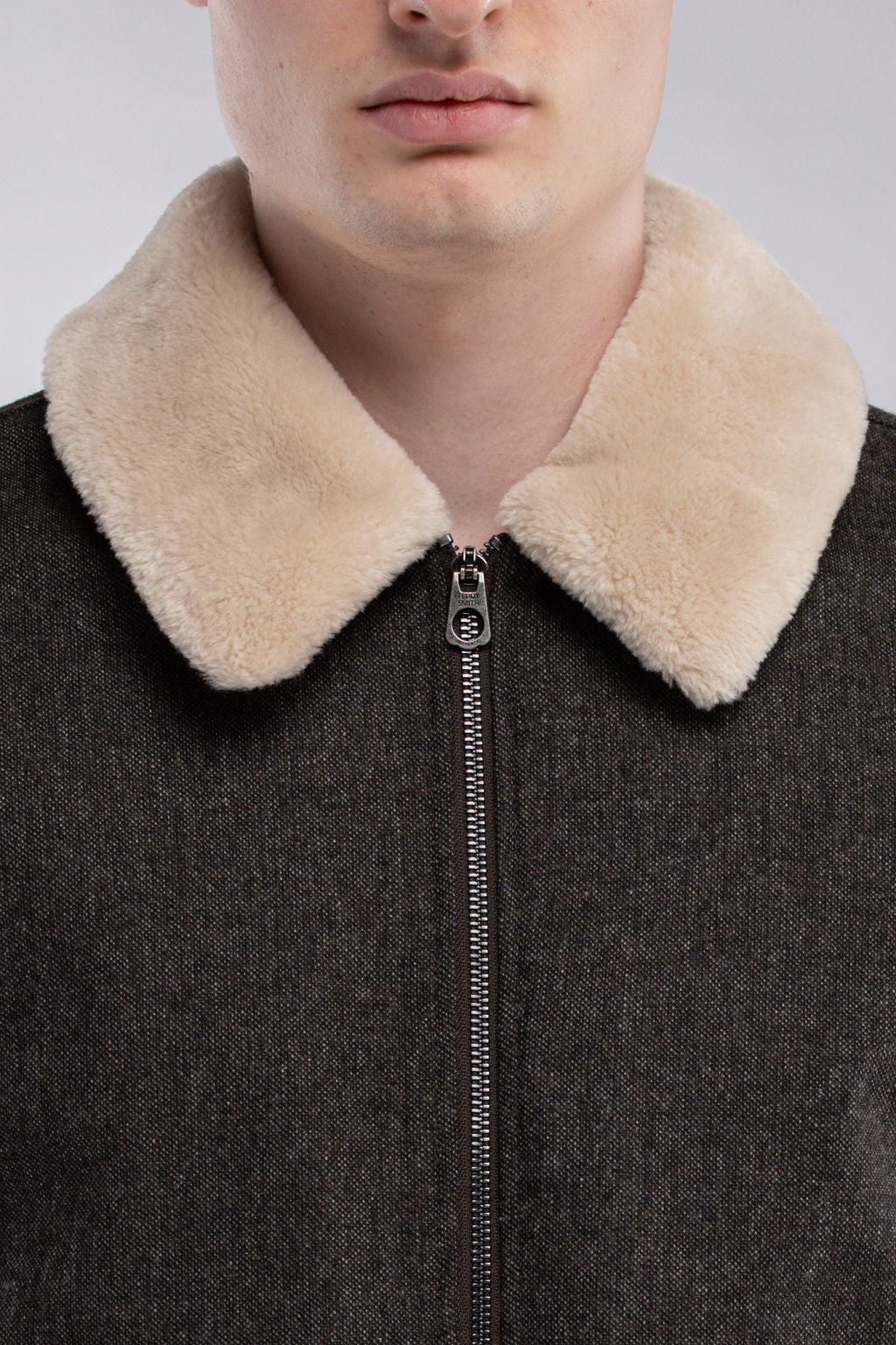 Blouson aviateur en lainage col sherpa B-MARTEN MARRON FONCE