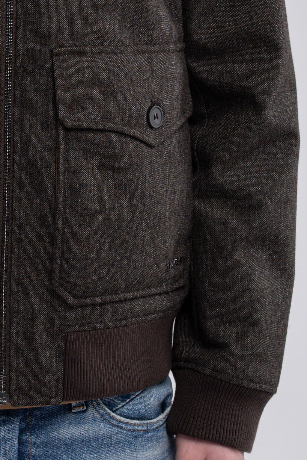 Blouson aviateur en lainage col sherpa B-MARTEN MARRON FONCE