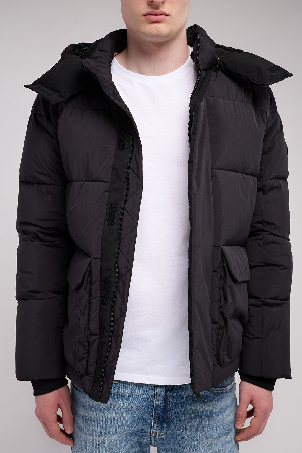 Blouson col montant à capuche amovible B-ELWIN NOIR