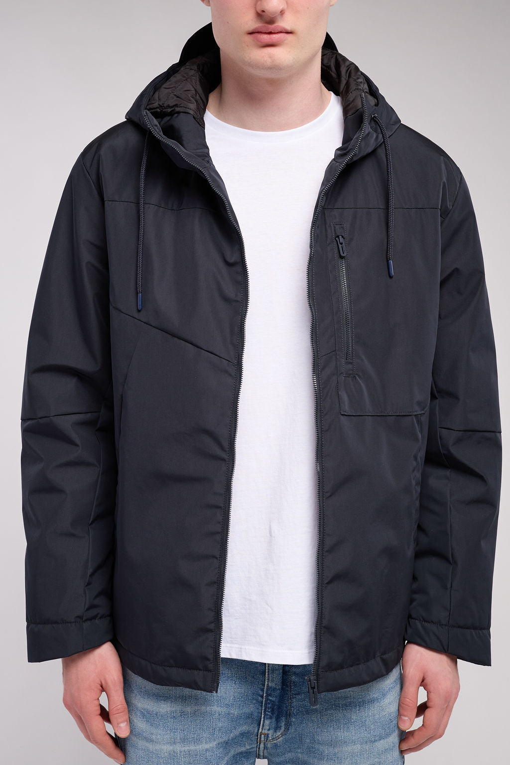 Blouson zippé à capuche déperlant B-OLIVAN DARK NAVY