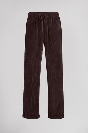 Pantalon décontracté TEDDY VELOURS MARRON FONCE