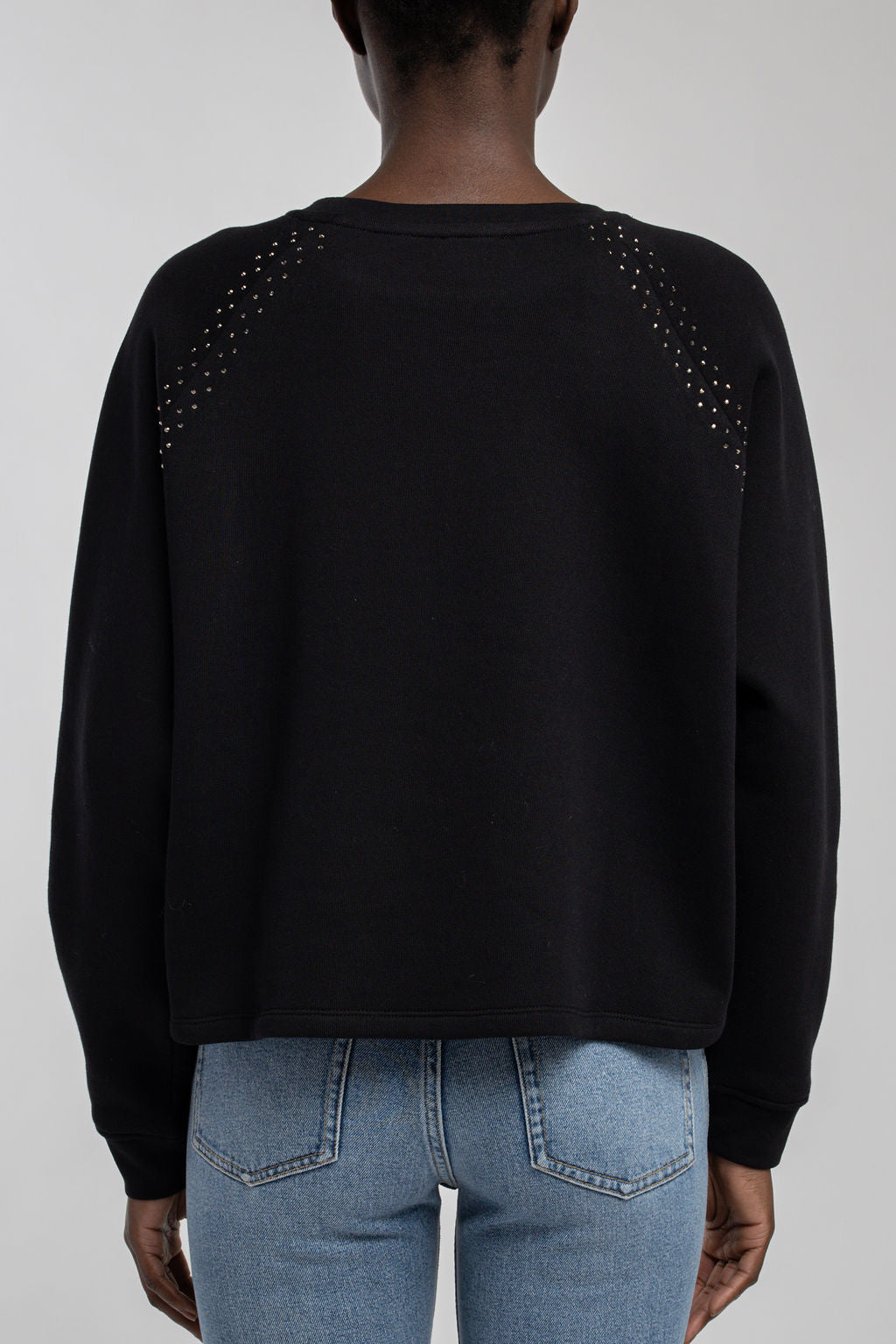 Sweat strass col rond molleton S-JLO NOIR