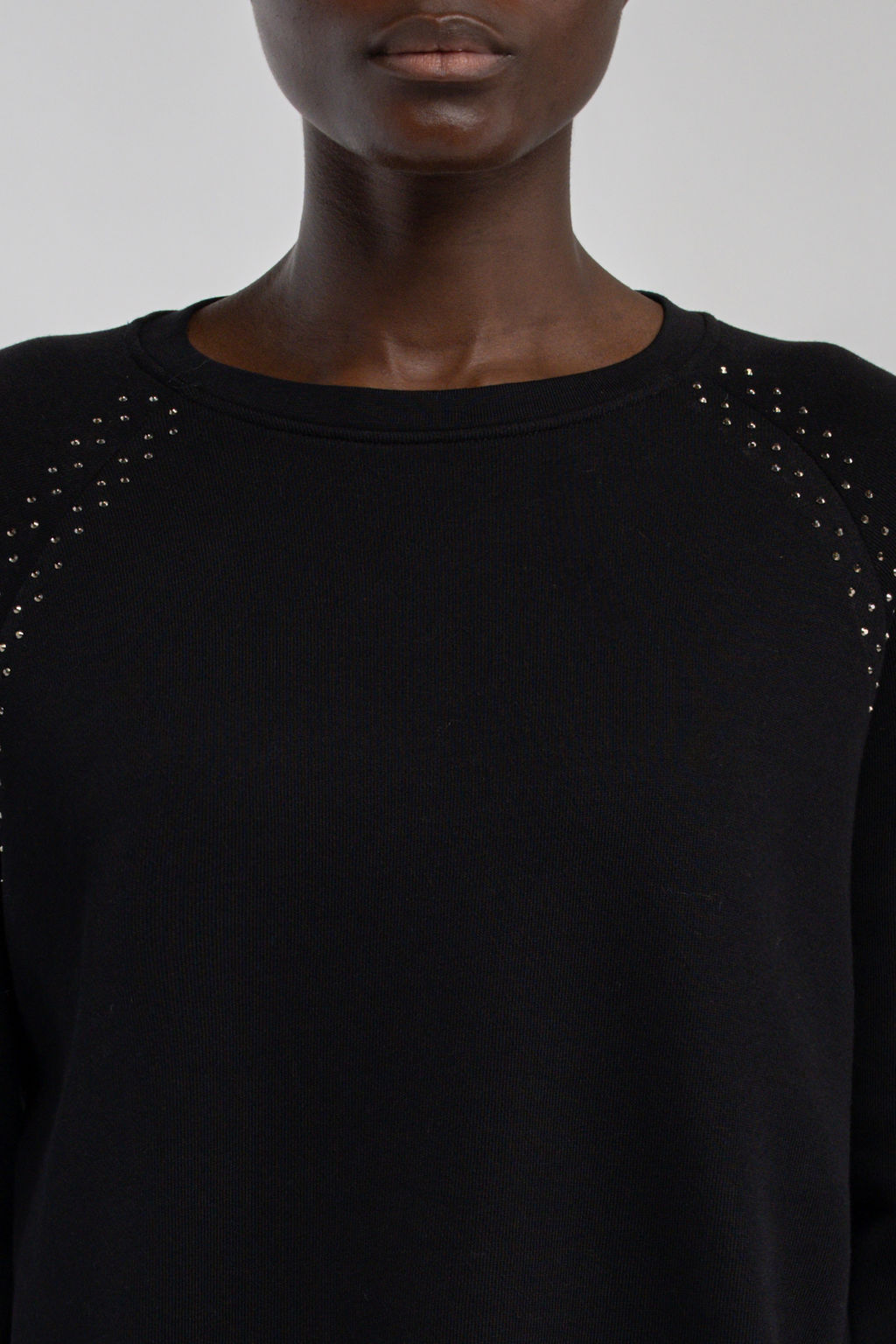 Sweat strass col rond molleton S-JLO NOIR
