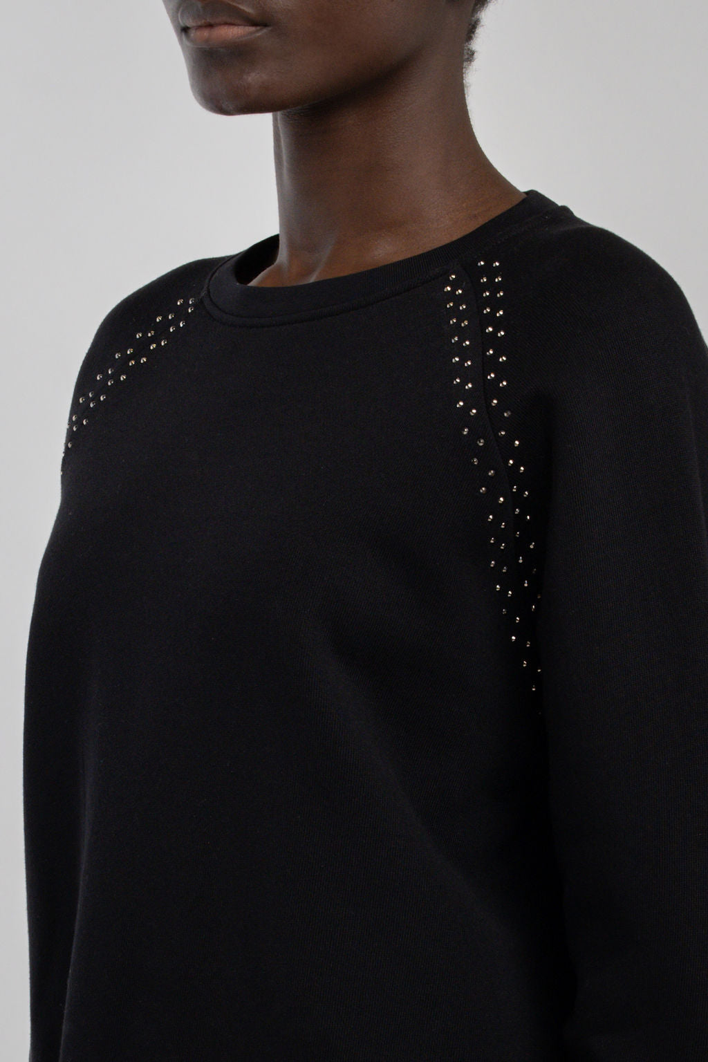 Sweat strass col rond molleton S-JLO NOIR