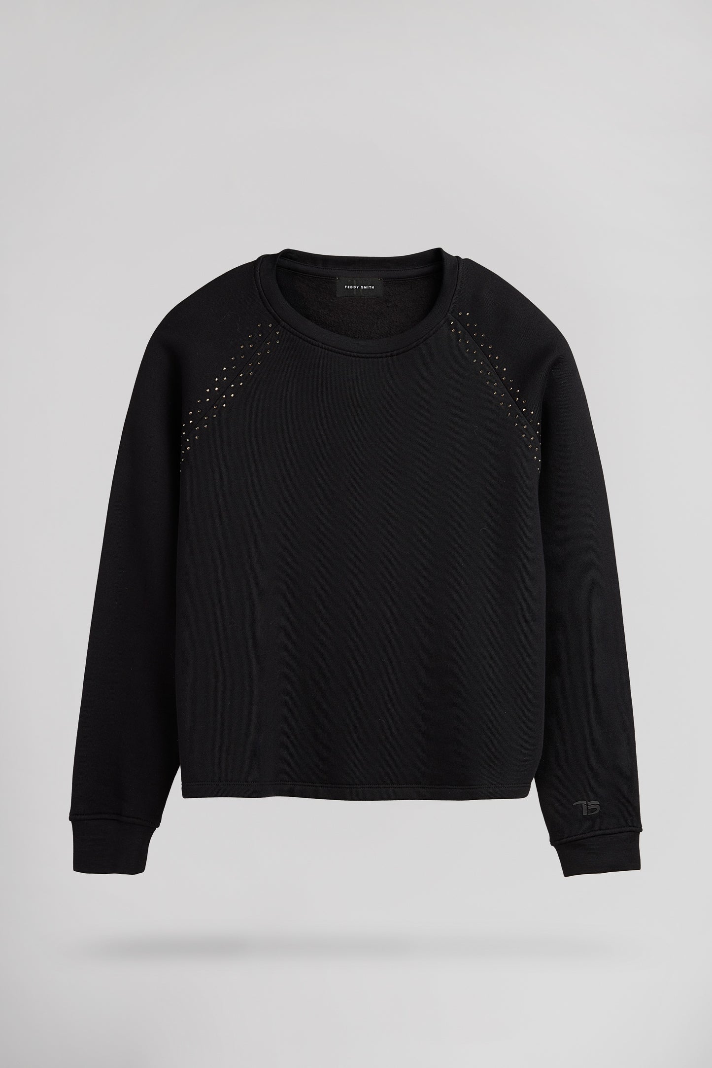 Sweat strass col rond molleton S-JLO NOIR
