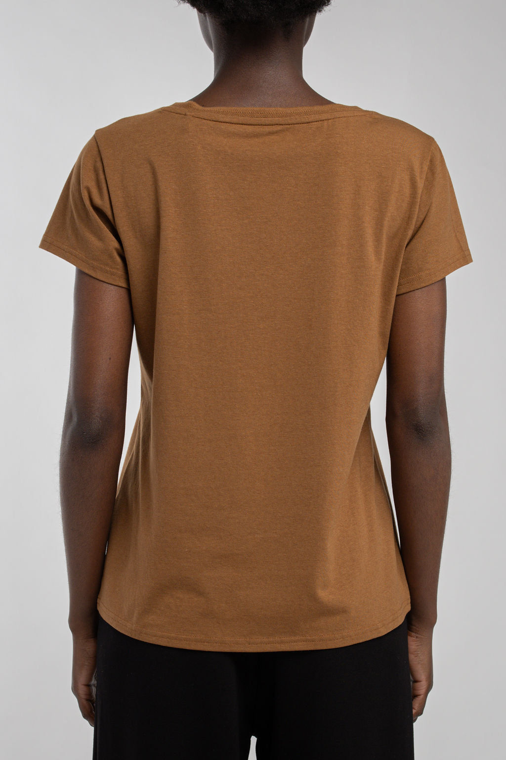 T-shirt col V T-MIA MC CARAMEL