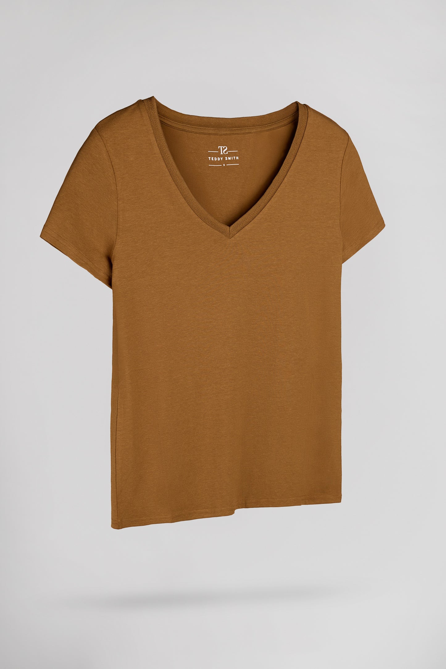 T-shirt col V T-MIA MC CARAMEL