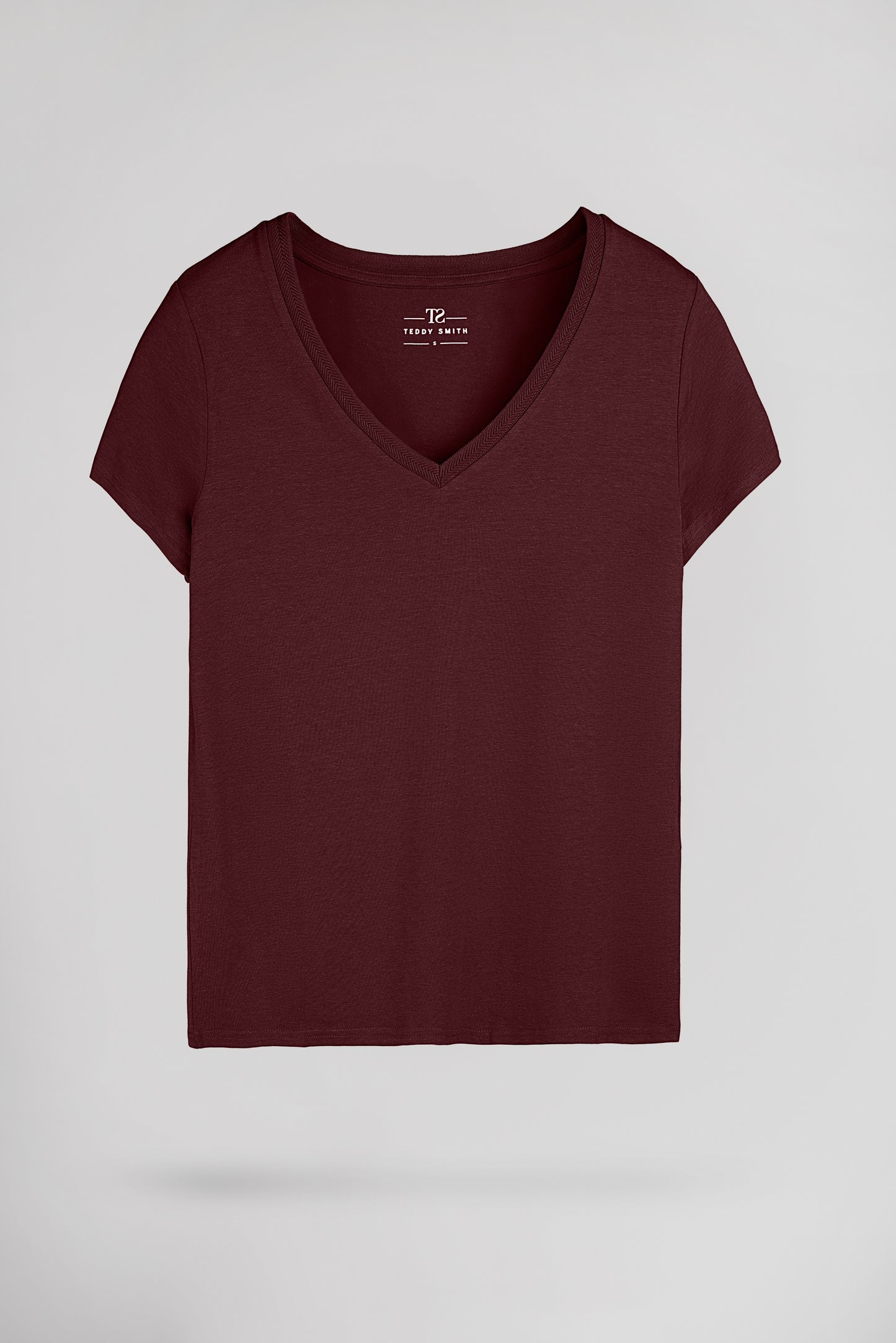 T-shirt col V T-MIA MC BORDEAUX FONCE