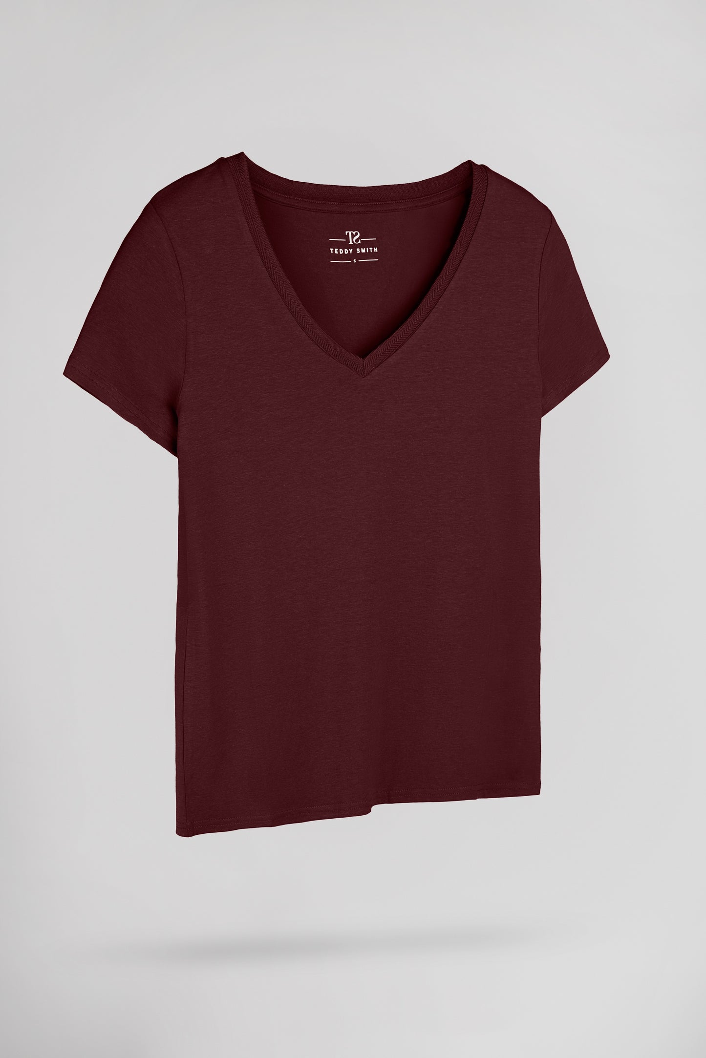 T-shirt col V T-MIA MC BORDEAUX FONCE
