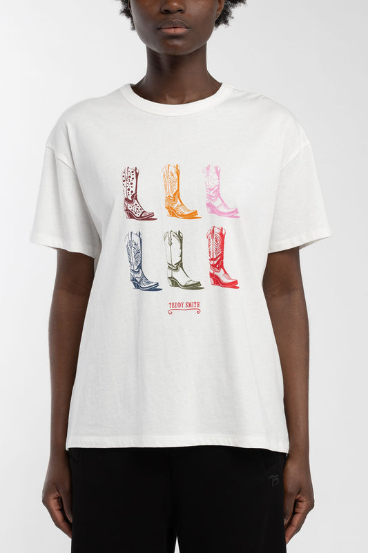 Achat T-shirt oversize T-LEYA MC MIDDLE WHITE