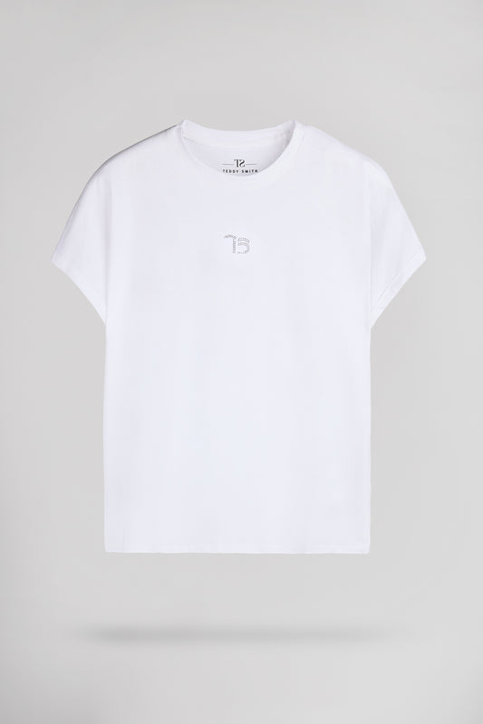 Achat T-shirt strass T-DIANA MC BLANC