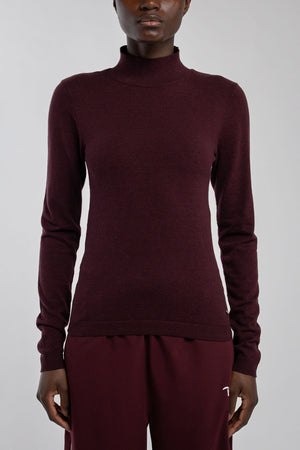 Pull près du corps col montant P-CONNIE BORDEAUX FONCE