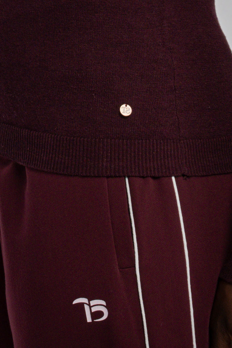 Pull près du corps col montant P-CONNIE BORDEAUX FONCE