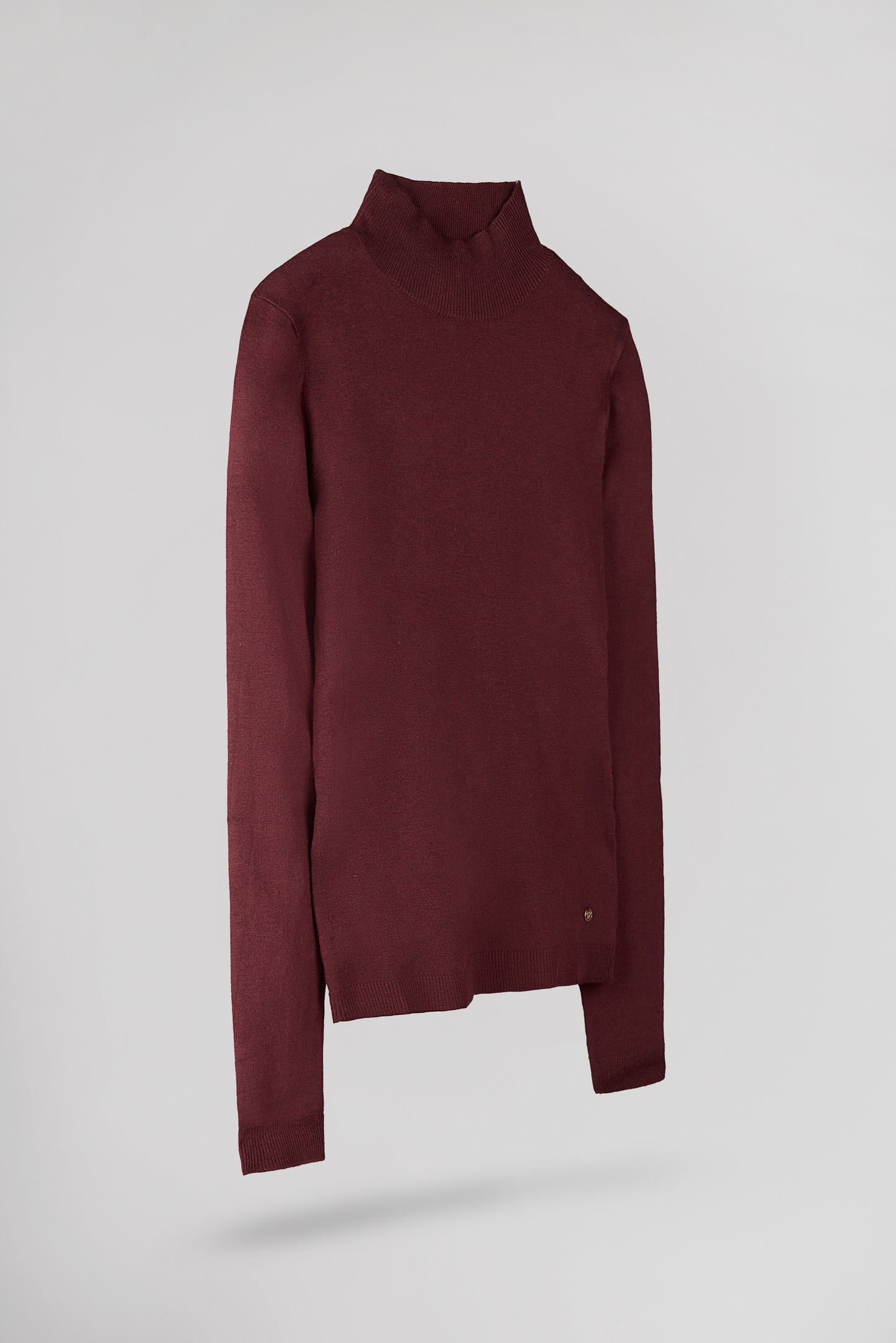 Pull près du corps col montant P-CONNIE BORDEAUX FONCE