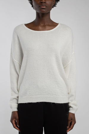 Pull mohair col bateau P-PETILLE MIDDLE WHITE