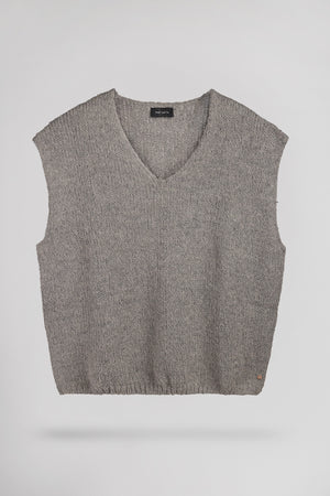 Pull  col V sans manches P-MOLIA ANTHRACITE CHINE