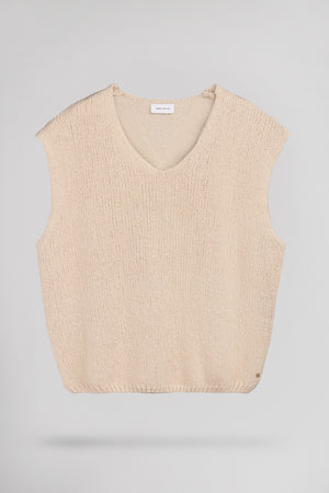 Pull col V sans manches P-MOLIA SOFT GREGE CHINE