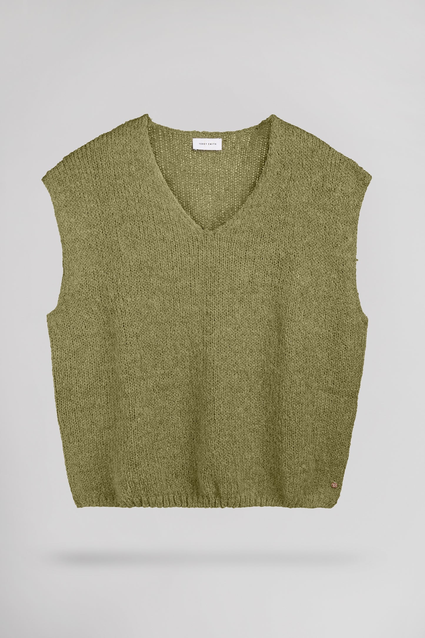 Pull col V sans manches P-MOLIA OLIVE