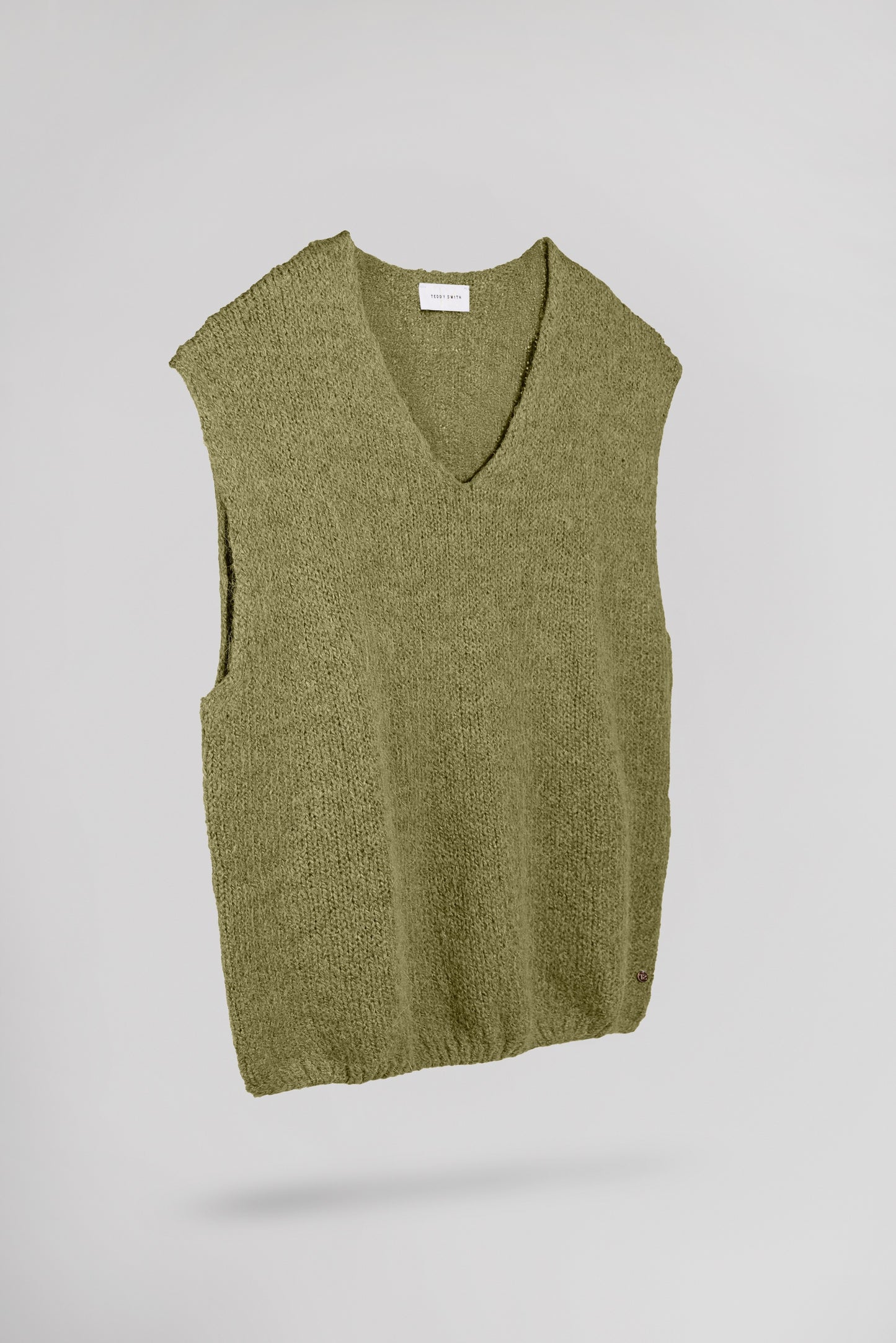 Pull col V sans manches P-MOLIA OLIVE