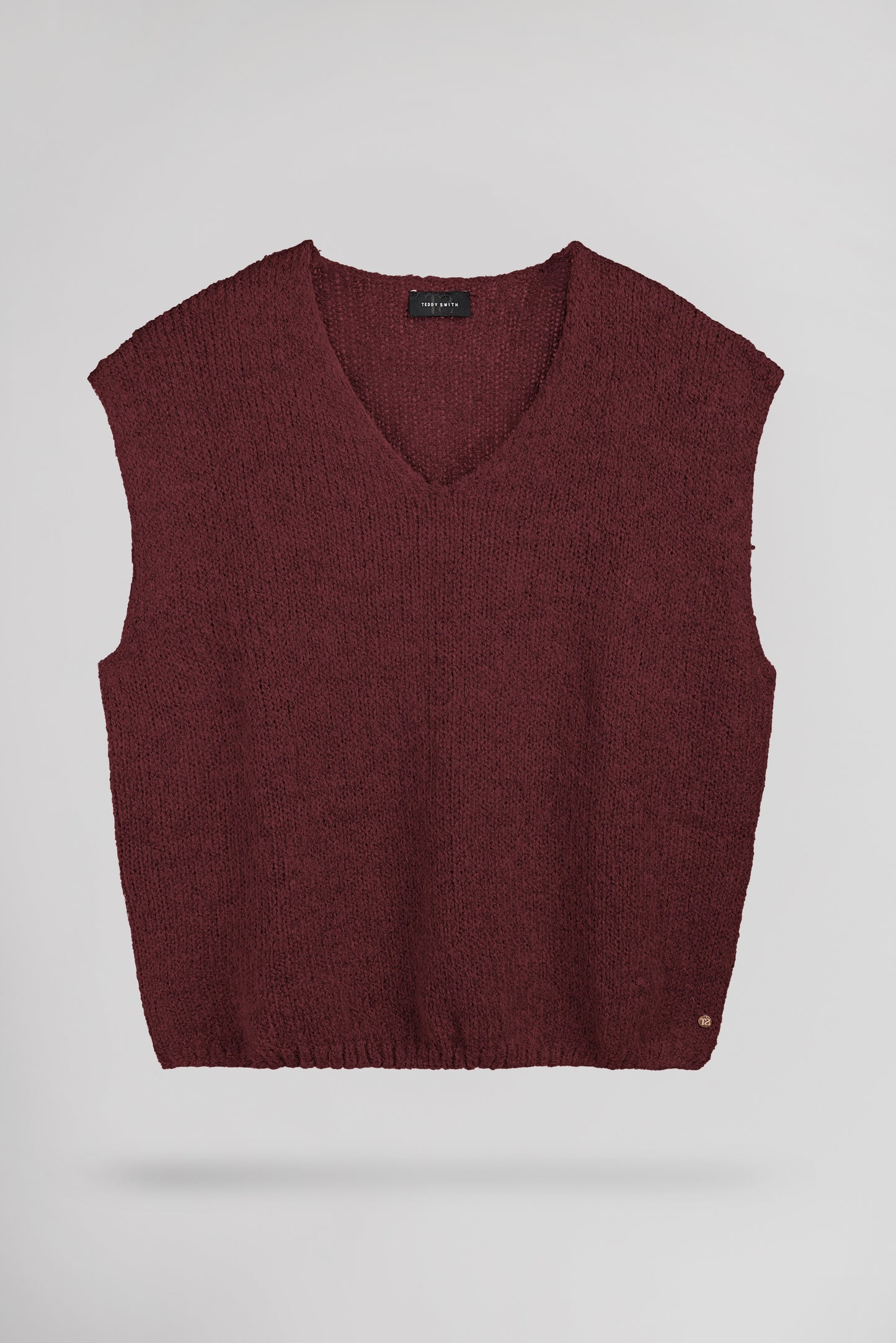 Pull col V sans manches P-MOLIA BORDEAUX FONCE