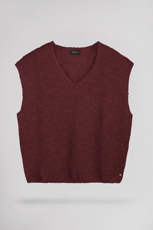 Achat Pull col V sans manches P-MOLIA BORDEAUX FONCE