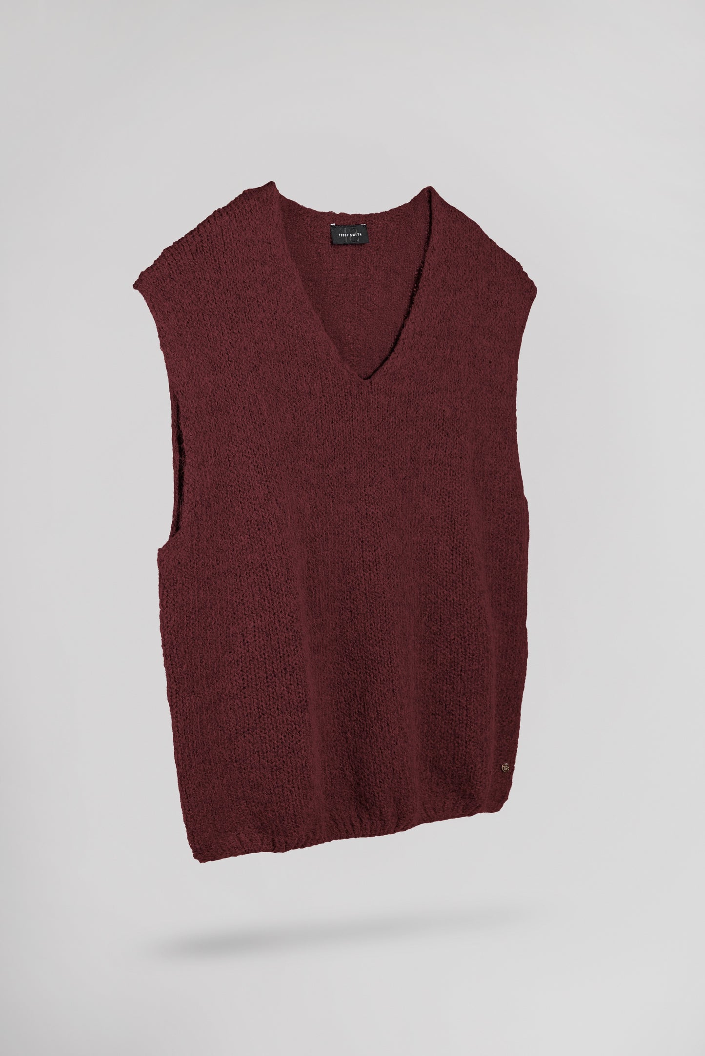 Pull col V sans manches P-MOLIA BORDEAUX FONCE