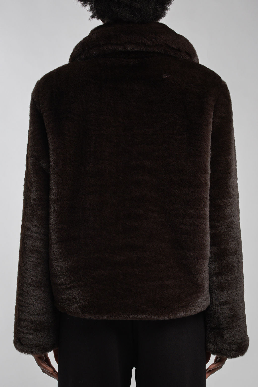 Manteau fausse fourrure M-DOLCE MARRON FONCE