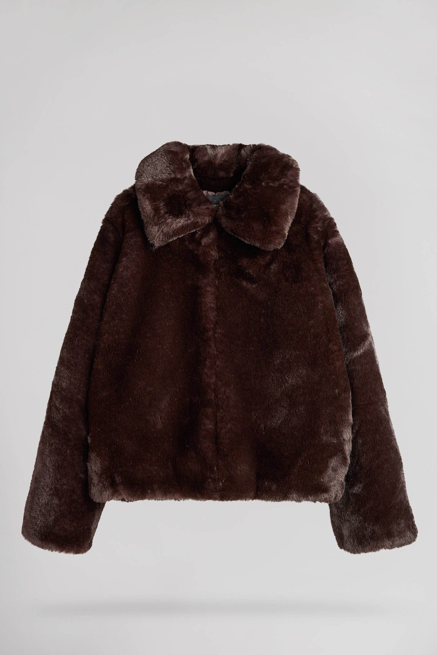 Manteau fausse fourrure M-DOLCE MARRON FONCE