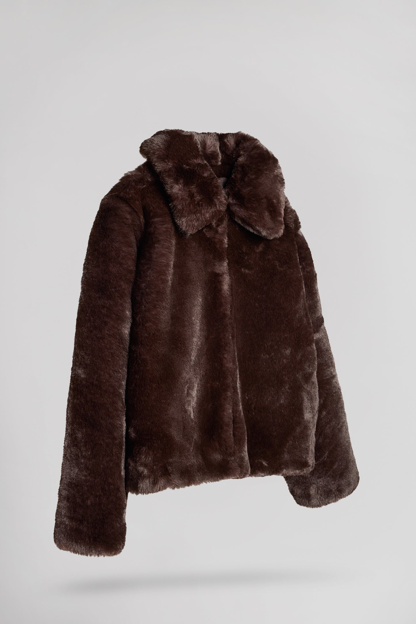Manteau fausse fourrure M-DOLCE MARRON FONCE