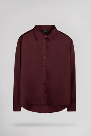 Chemise satin viscose C-LEO BORDEAUX FONCE